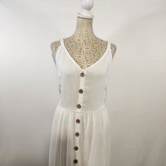 Carol Rose Women's Size S/M White Sleeveless Gauze Button Front Maxie Dress Boho - Picture 2 of 15